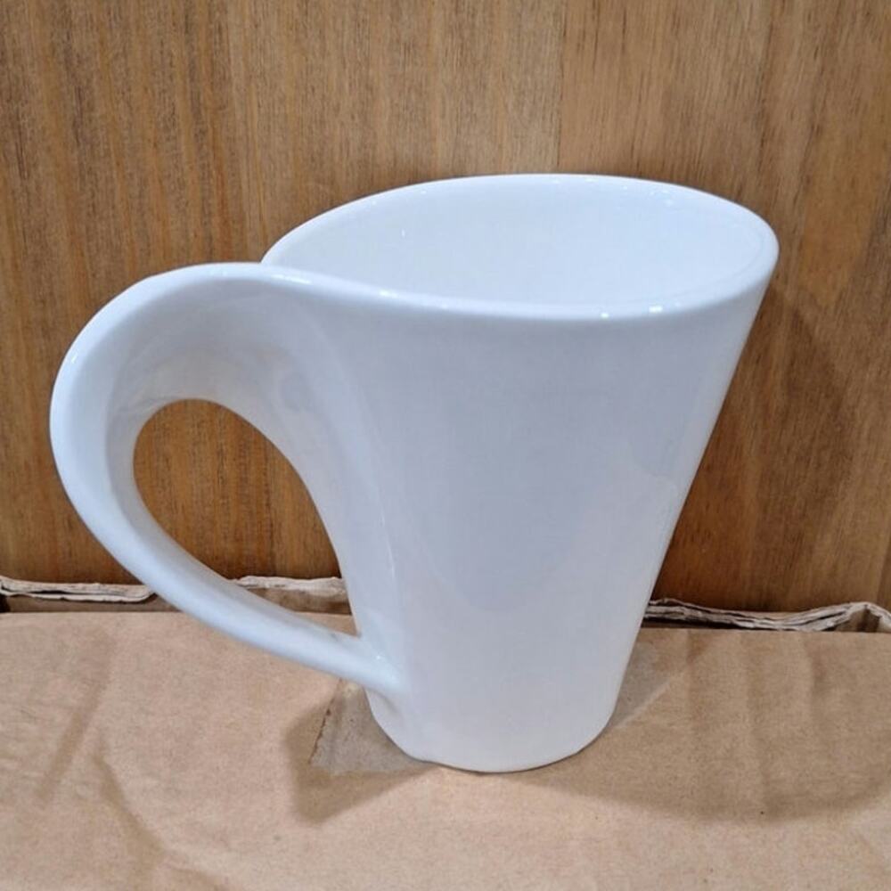 Set of 2 Melange Coffee Mugs - Modern White Porcelain - New